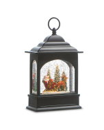 Santa With Sled Pulling Forest Animals Water Lantern - 90059 - NEW 2023 -USB Cord Included