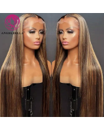 Human Hair Lace Front Wig Vendors 30 Inch Raw Cambodian Glueless Wig Highlight Color Glueless Human Hair Wig