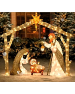 Warm White LED Holy Family Yard Decoration