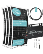 Power Plant with 4 x 200W Flexible Solar Panels, 800W Solar Grid Micro Inverter, 23% Solar Conversion Efficiency, 99.80% Static MPPT Efficiency, WiFi Connection, IP67 Waterproof, Overvoltage Protection