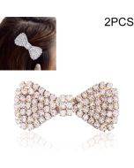 2 PCS Fashion Women Crystal Rhinestone Hairpins Bow Knot Barrettes