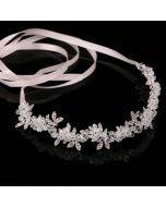 Noble Crystal Rhinestone Bridal Headpieces Satin Ribbon Wedding Hair Accessories for Brides Tiaras Crowns Headbands