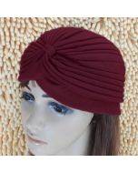 Holiday Stretchy Turban Head Wrap Band Sleep Hat Ear Cap(Wine red)