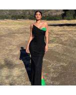 Dress set Fashion patchwork mesh strap wrap hip skirt