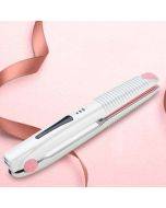 2 In 1 Electric Splint Hair Curling Wireless Hair Straightener(Pearl White)