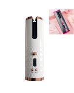 USB Charging Automatic Hair Curler Portable Mini Wireless Multi-function Curling Iron with LCD Display (White)