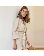 Short-sleeved pajamas crepe short nightgown steaming suit bathrobe casual women's loungewear