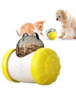Pet Swing Bear Food Leakage Balance Car Toy Pet Supplies(Yellow White)