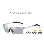 2023 Aluminum Rimless Photochromic Glasses Men Polarized Night Driving Glasses Chameleon Anti-Glare gafas de sol hombre