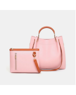 2 PCS Women PU Leather Handbag Solid Leisure Crossbody Bag Shoulder Bag