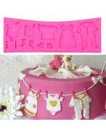 2 PCS Baking Mold Baby Shoes Fondant Cake Mold Kid Clothes Silicone DIY Chocolate West Point Mold