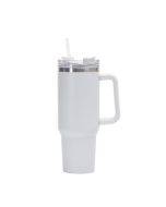 40oz Car Cup Double-Layer Vacuum Cup With Straw Handle Stainless Steel Thermos Cup(Gen1 White)