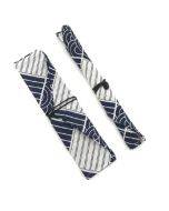 Cotton Linen Tableware Straw Bag Portable Beam Mouth Bag for Traveling, Style:Side Opening Geometry