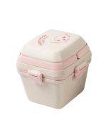 Wheat Straw Portable Three-Layer Lunch Box Can Be Microwaved(Pink)