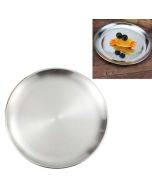 Stainless Steel Thickened Round Plate Cafe Tray Fruit Cake Plate Bone Plate Dish Shallow Plate,