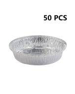 50 PCS / Set Thickened Circular Baking Tray Grilled Meat Paper, Specification: 8 inch(Silver White)