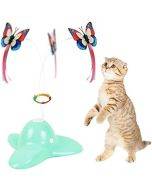 Flurff Zenes Cat Toys, Funny Exercise Electric Flutter Rotating Kitten Toys, Cat Teaser with Butterfly Replacement