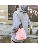 Cute Plush String Bucket Bag Shoulder Bag For Women