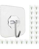 Wall Hooks for Hanging 33lb(Max) Heavy Duty Self Adhesive Hooks 24 Pack Transparent Waterproof Sticky Hooks for Keys Bathroom Shower Outdoor Kitchen Door Home Improvement Utility Hooks