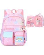 Mochilas para Meninas - Mochilas Escolares Ambientais | Mochilas cor--rosa gradiente para meninas, escola primária, mochila arco-íris, mochila arco-íris para caminhadas, viagens, Sritob