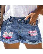 CUT-OUT DENIM SHORTS