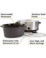 Crock-Pot Large 8 Quart Oval Manual Slow Cooker, Stainless Steel (SCV800-S)
