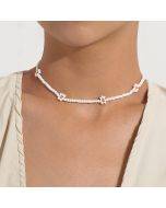 Rice beads flower necklace women fashion temperament