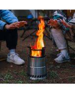 Outdoor portable round wood burning stove charcoal stove solid alcohol stove thickened stainless steel picnic stoves Large Size