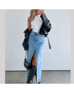 Take My Picture Denim Maxi Skirt Blue Wash