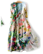 Stylish Elegant Oil Painting Floral Print Dress