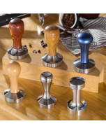 Stainless steel solid wood handle integrated coffee tamper, specification: 57.5 mm, color: stainless steel detachable handle