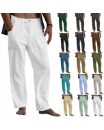 Men's linen beach casual loose-fitting pants