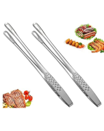 Hemoton 2 pinças de alimentos de aço inoxidável estilo japonês, pinças de cozinha multifuncionais, pinças de cozinha para servir, pinça de churrasco para grelhar, bifes, peixe frito