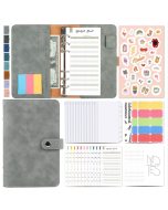 H666 A6 Loose-leaf Binder Cash Budget Handbook Vintage PU Leather Windowed Notebook