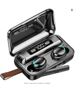 Fones De Ouvido Esportivo, Bluetooth 5.0, Estéreo, 9D LED, à Prova D'água