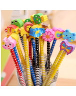 Creative stationery cartoon animals wooden HB with eraser children's pencils school office supplies color random delivery 50 pcs a sale