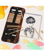 Marco Beginner Sketching Set (18 Sketching Pencils + Charcoal Pencil + Eraser + Pen Curtain + Art Knife) Sketching Tools (Color: Black)