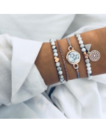 4 pieces/set of bohemian charm bead bracelets for women, heart-shaped turquoise tassel bracelets
