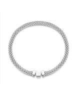 S925 sterling silver platinum plated braided basic bracelet