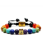 Tree of Life Multicolor Beads Stone Braided Rope Yoga Bracelet
