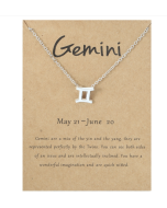 Twelve zodiac signs necklace, electroplated alloy short clavicle chain jewelry, style: Gemini silver