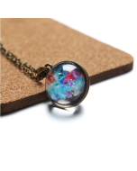 Double-sided glass ball solar system universe starry sky necklace galaxy pendant