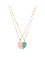 Best friend love clavicle chain, matching heart-shaped pendant, friendship card necklace (pink blue)