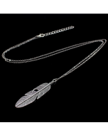 Simple classic pendant necklace feather necklace long sweater chain women's necklace (silver)