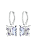 S925 sterling silver platinum-plated special-shaped wing butterfly earrings (BSE986)