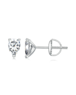 S925 sterling silver platinum-plated sparkling water drop moissanite stud earrings (MSE049)
