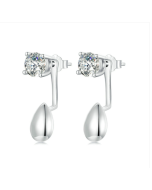 S925 sterling silver platinum-plated drop-shaped women's earrings (SCE1713)