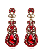 Classic pendant earrings, exaggerated alloy stud earrings, metal color: red