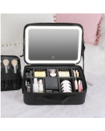 Nasilana TM1060 Large Capacity Cosmetic Bag with Lights, Color: Large Black