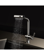 Higold kitchen pull-out hot and cold water multifunctional rain curtain faucet gun gray